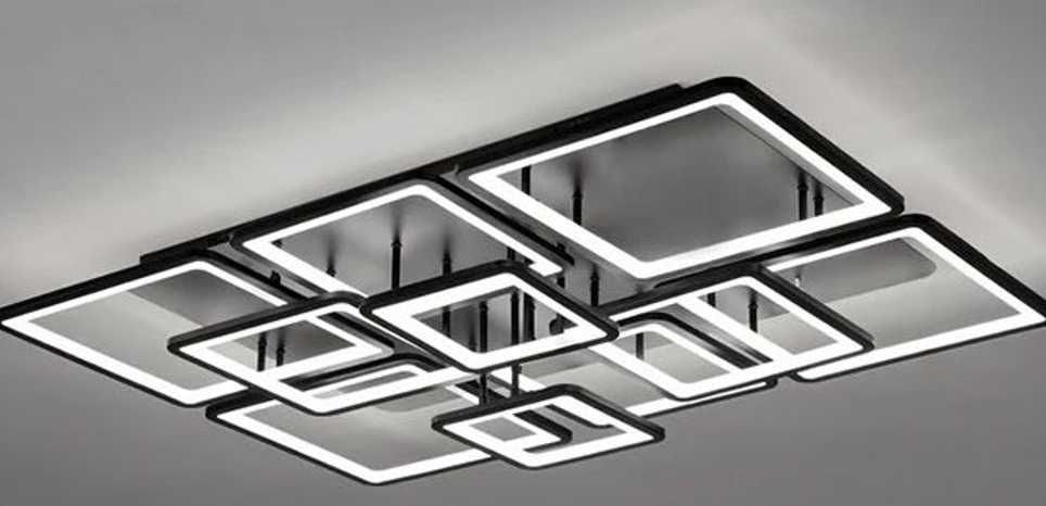 Абажур квадрати Луксозна LED 240W лампа плафон димируема квадрати лед