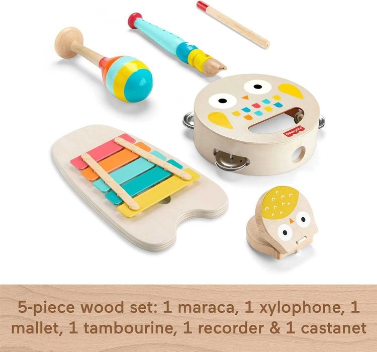 Set instrumente muzicale de jucărie, lemn, fisher-price