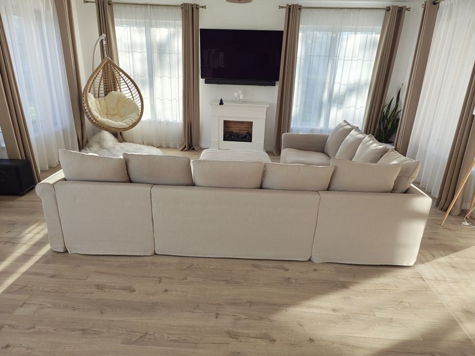 Colțar IKEA Grönlid natur greige canapea șezlong taburete