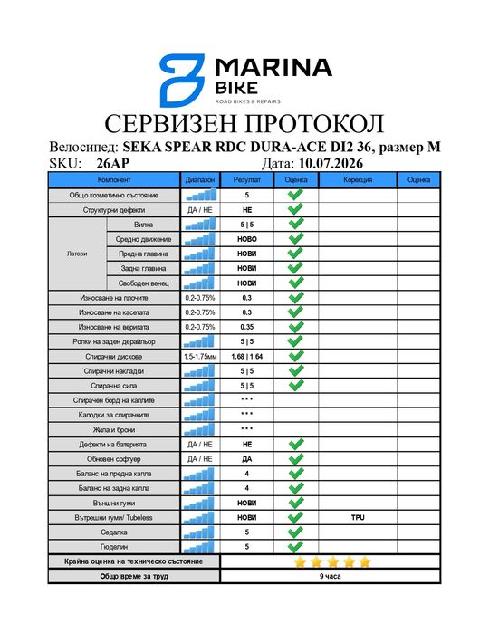 Карбонов шосеен велосипед Seka Spear RDC Dura-Ace Di2 Powermeter Elitewheels | M