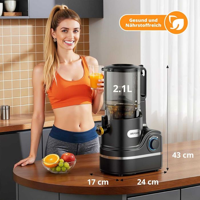 Сокоизтисквачка AIRMSEN Slow Juicer 300W | Цели плодове | 2.1L + ПОДАРЪК
