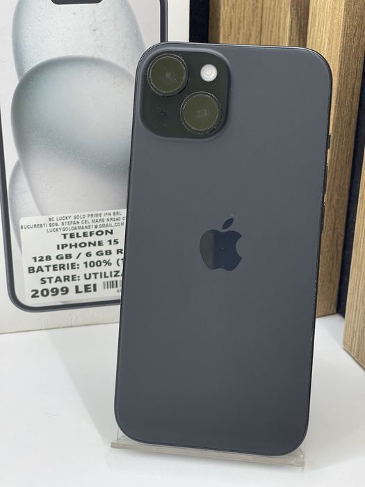 Iphone 15 128Gb 100% baterie (18 cicluri incarcare) Garantie #60624