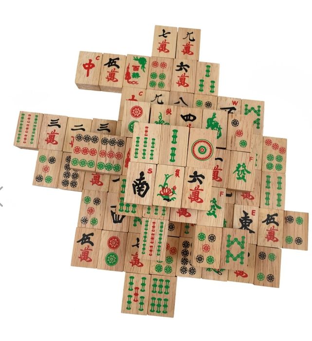 Лукс комплект игра Mah-Jongg (Ма джонг) от масивно дърво Самена. Нов!