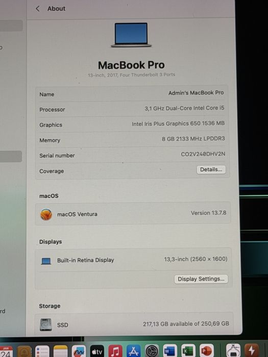 Laptop Apple MacBook Pro Retina 13-inch 2017 touch bar 4 thunderbolt 3