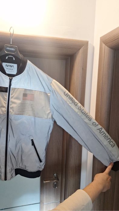 Geaca Nasa  USA culoare gri-alb-negru