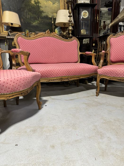 Canapea rococo cu doua fotolii