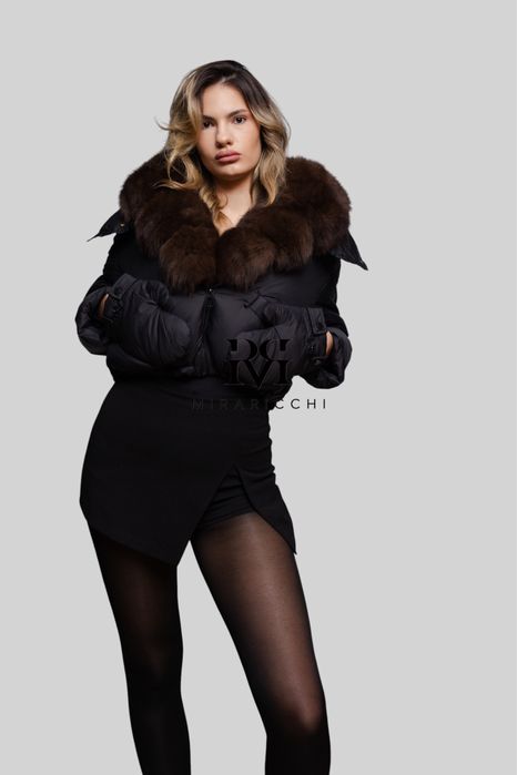 Geaca scurta cu Blana Naturala si manusi