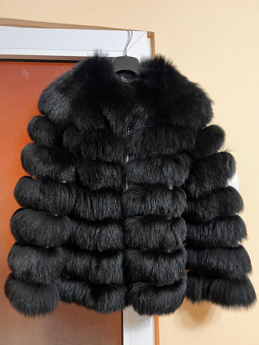 Blana gri de vulpe cu maneci 3/4, mărime M