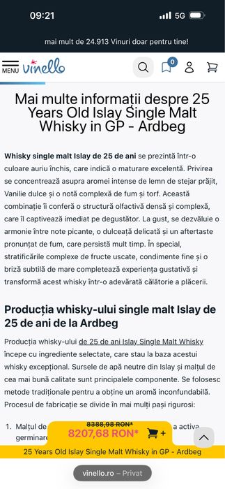 WHISKI ARDBEG 25 years old