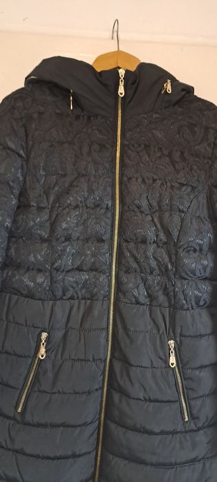 Черно зимно яке  Yani с дантела