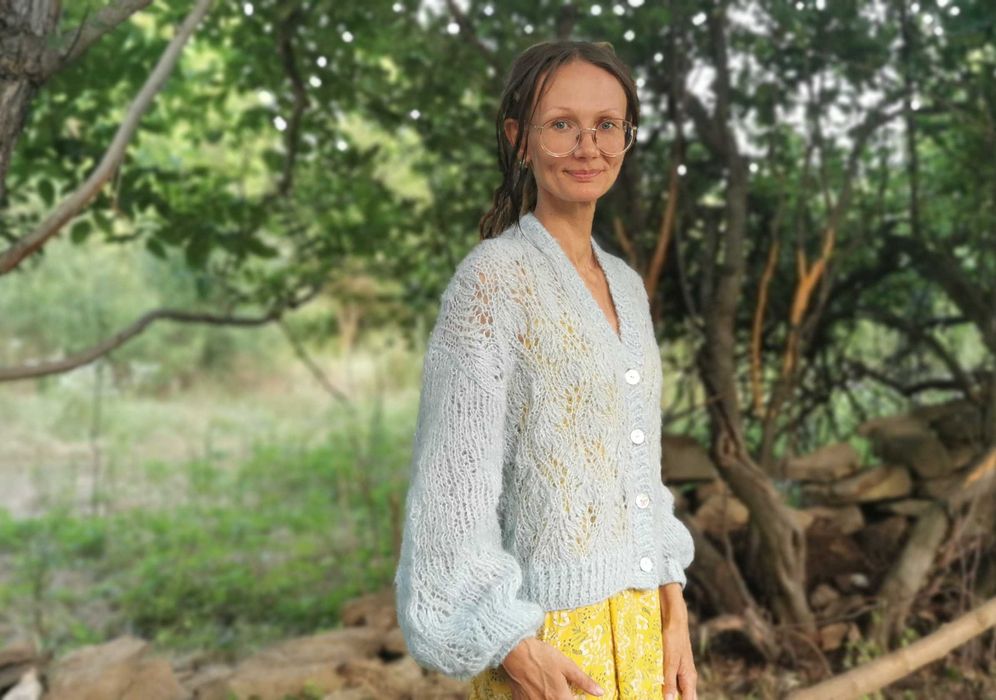 ръчно плетен кардиган, уникален.