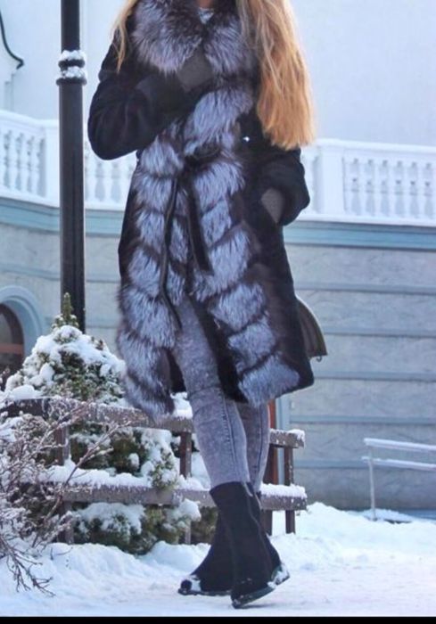 Шуба мутон - чернобурка