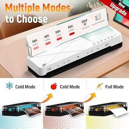 Ламинатор A3 A4 A5 A6 с 6 режима на ламиниране, ABS и автоматично изкл