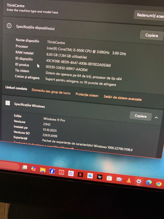 Lenovo ThinkCentre core i5,Display 23,8 tableta tach,Windows 11,ssd
