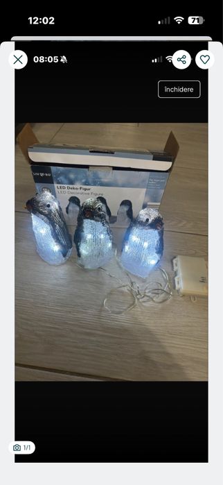 Lampa 3 pinguini baterii