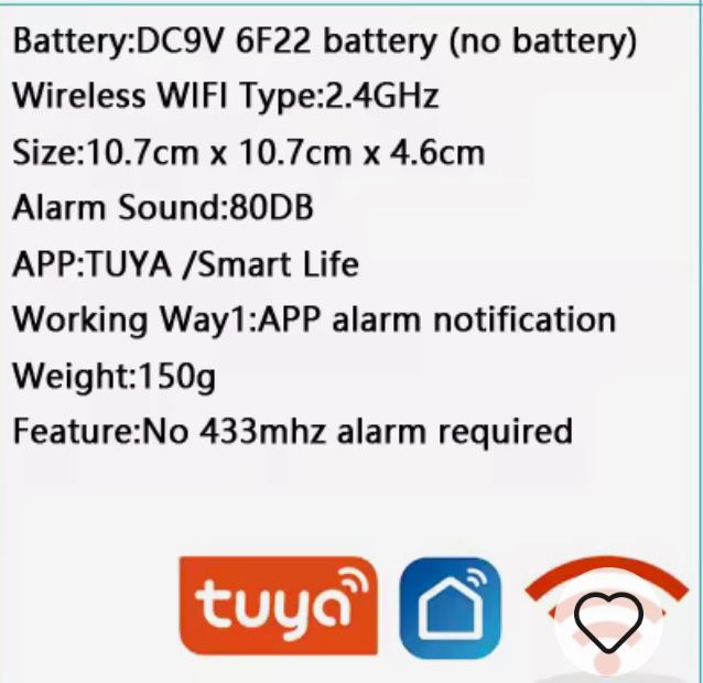 Vand detector de fum wifi, tuya, nou nout