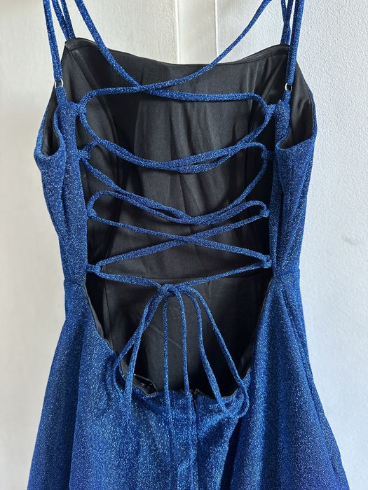 Бална блестяща синя рокля