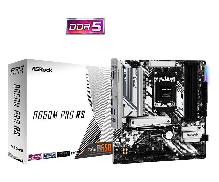 Дънна платка ASRock B650M PRO RS AMD AM5, 4xDDR5 Нова с Гаранция