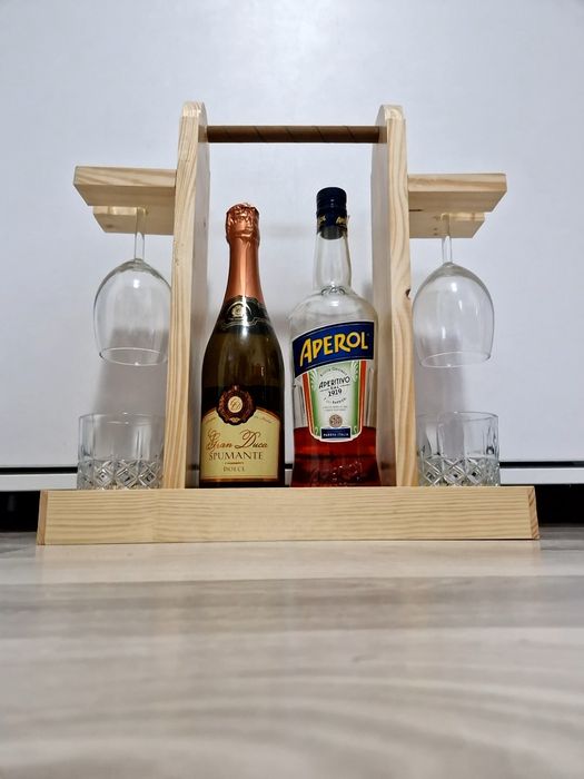 Suport sticla vin și pahare