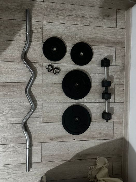 Aparat abdomene TechFit AB Multi Crunch 2000 + gantere bară discuri