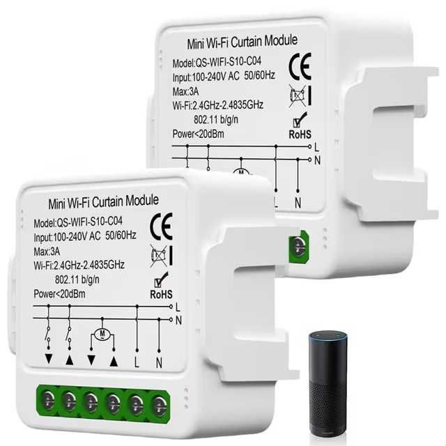 Set 3 intrerupatoare Wi-Fi pentru jaluzele MOES, functie procentaj si 2 module wifi