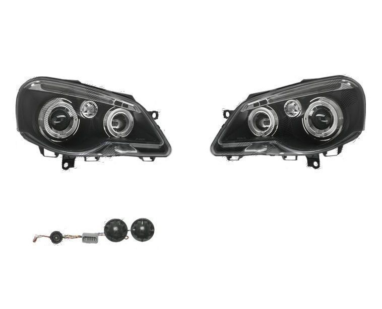 Set faruri tuning VW Polo (9N3), 04.2005-08.2009, Taiwan, partea stanga+dreapta, H1+H1; manual; negru, transparent
