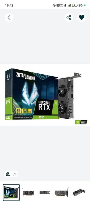 Видеокарта Zotac RTX 3050 LT 6gb