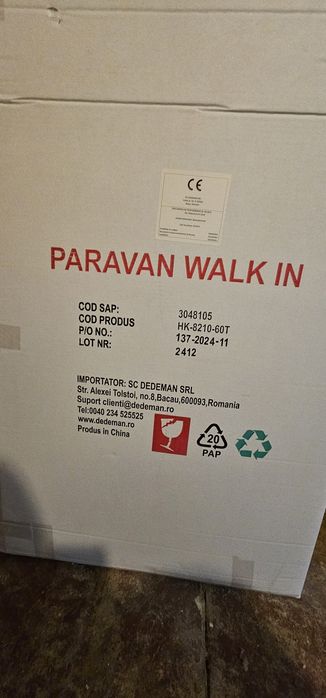 Perete dus tip walk-in Kadda HK-8210-60T sticla transparenta,