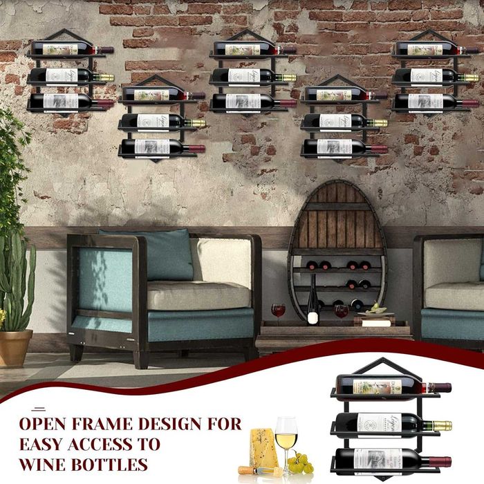 Suport sticle vin, sampanie, Giyprpi, 3 sau 11 sticle 750ml, pe perete