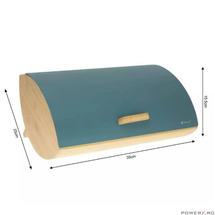 Cutie paine, din bambus cu capac otel, turcoaz, Kassel