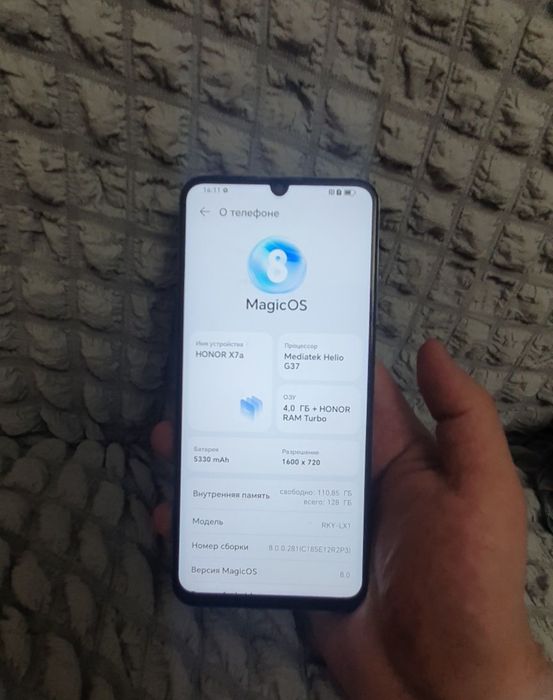 Huawei Honor X7A 4+4/128GB Blue Igravoy Holati Ideal 4G Otlichni Zor