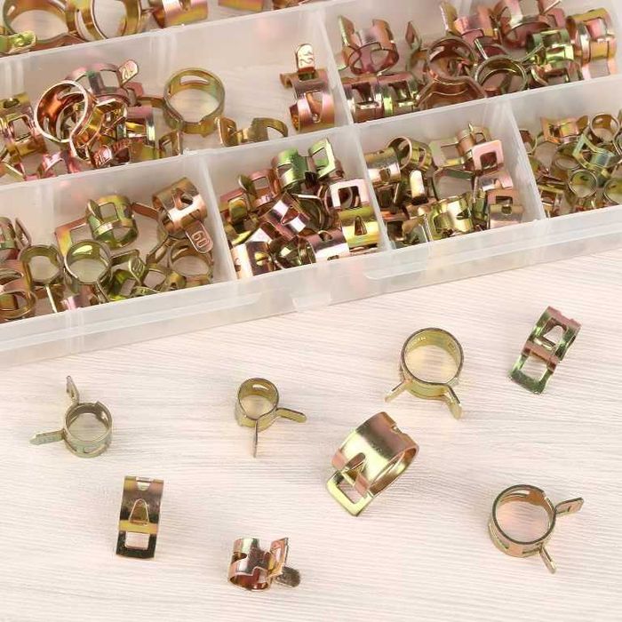 Пружинни скоби за маркучи, въздух, вода, гориво - 80 броя.