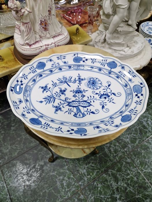 Антикварно колекционерско голямо немско порцеланово плато Meissen