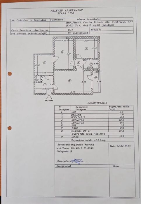 Apartament 3 Camere/Trivale/Str Zimbrului/Etaj 3/4