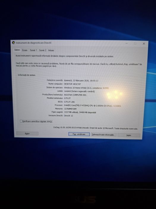 Vand Laptop i7 Gaming Asus Rog G751JT