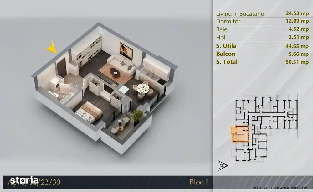 Apartament 2 Camere Open-Space -- Theodor Pallady