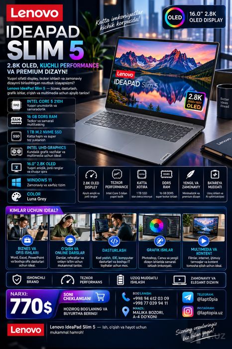 Lenovo Ideapad Slim5/Core 5 210H/16/1tb/16,0 2,8K Oled