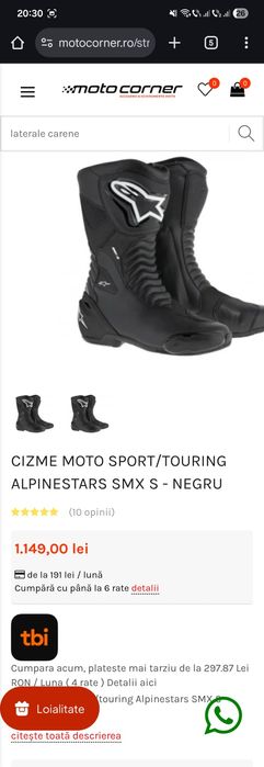 Vând cizme moto mărime 39 Alpinestars SMS X