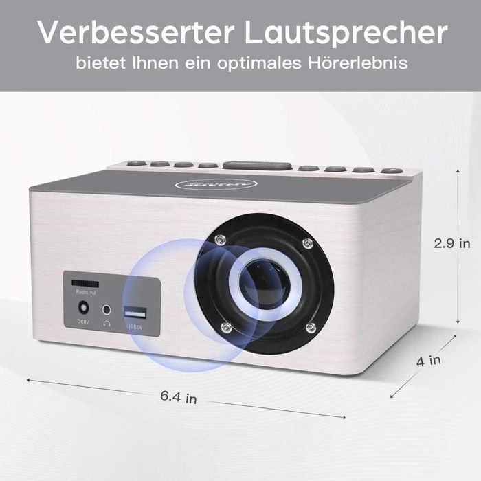 Часовник радио с безжично зареждане 10W ANJANK – бял