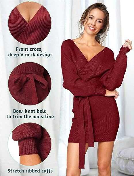 Rochie tricotata cu decoleteu V, Primavara-Toamna, REDUSA de la 300RON