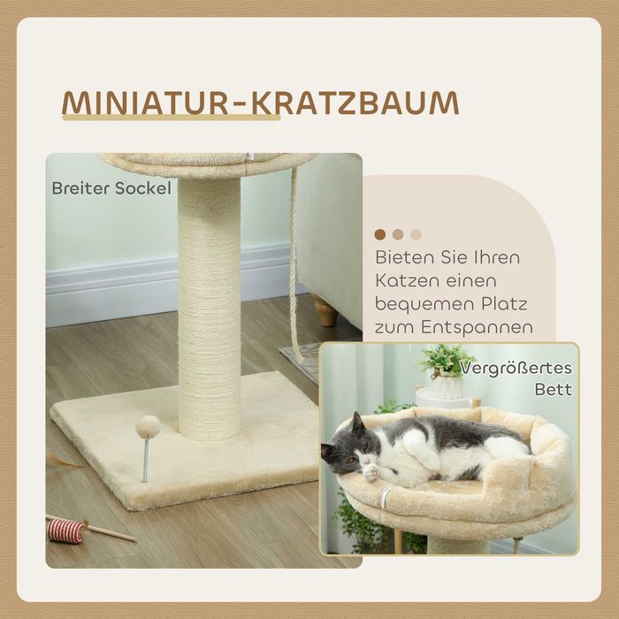 PawHut Дърво за котки с котешко легло, вкл. играчки за котки, 55 см x 55 см x 83 см