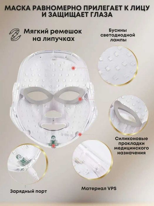 ‼️ Косметическая LED маска для лица, от черных точек, прыщей