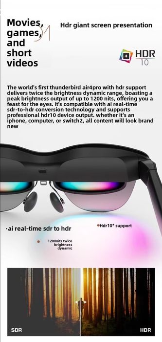 Vând Ochelari inteligenti AR RayNeo Air 4 Pro, suportă HDR1O, 3840Hz