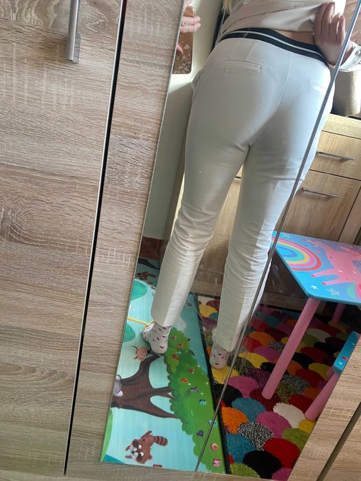 Pantaloni zara marime L noi alb costum