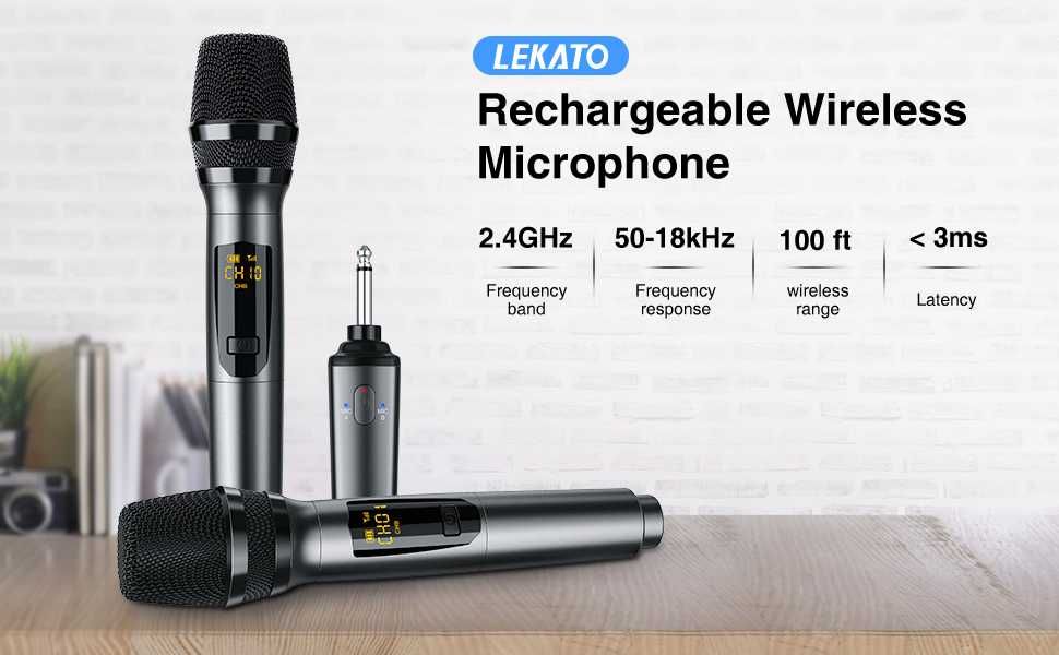 Професионални микрофони LEKATO K380S 2.4G безжичен комплект