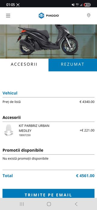 Piaggio Medley 125S 15Cp+Parbriz Givi / nu honda pcx sau nmax nici sym