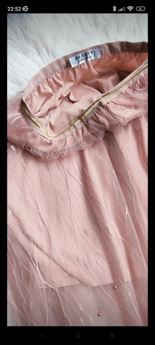 Fustiță lunga cu tul, roz pudra trandafiru, croi avantajos siluetei