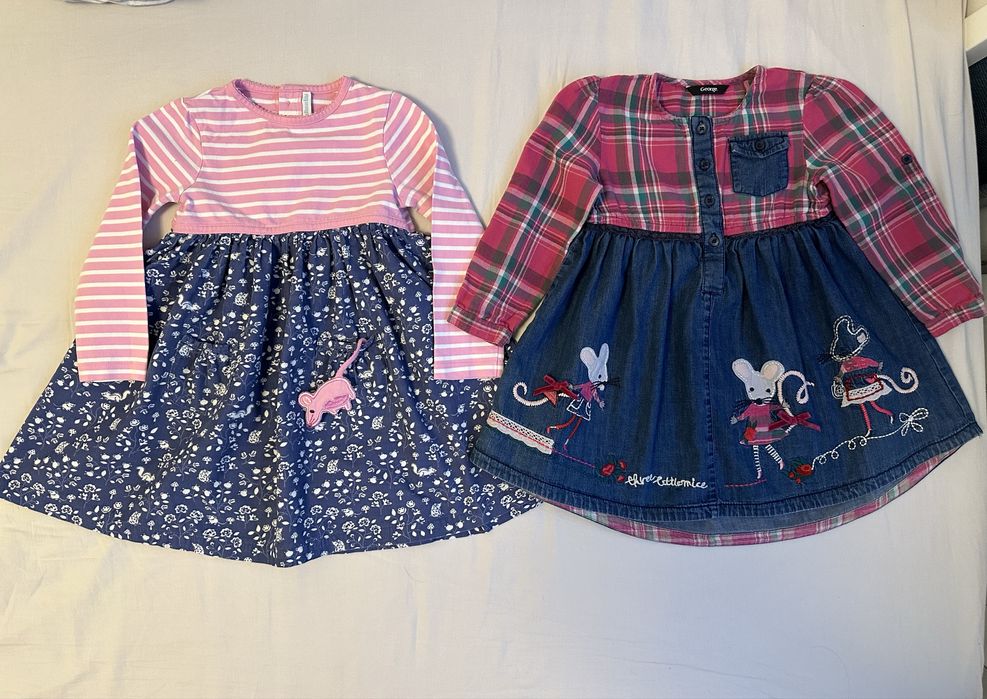 Lot 2 rochii JoJo Maman si George, cu maneci lungi, 104 cm, 3-4 ani