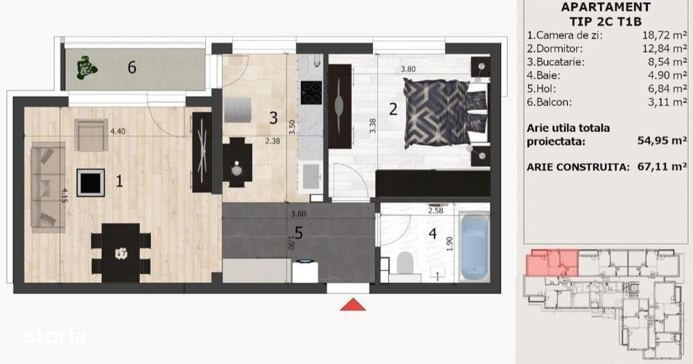 Apartament de vanzare 2 camere bloc nou in constructie