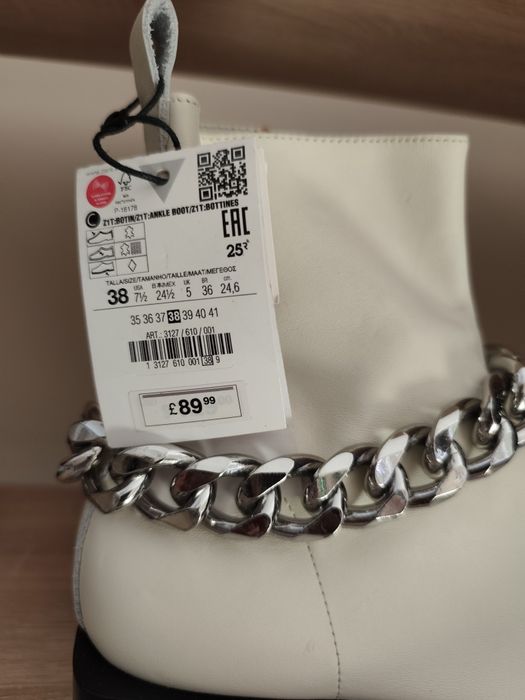 Новые кожаные ботинки Zara, размер 38
